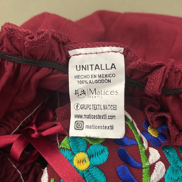 Matices. Multi color embroidered long sleeve MEXICAN  blouse , Size M - Picture 6 of 9